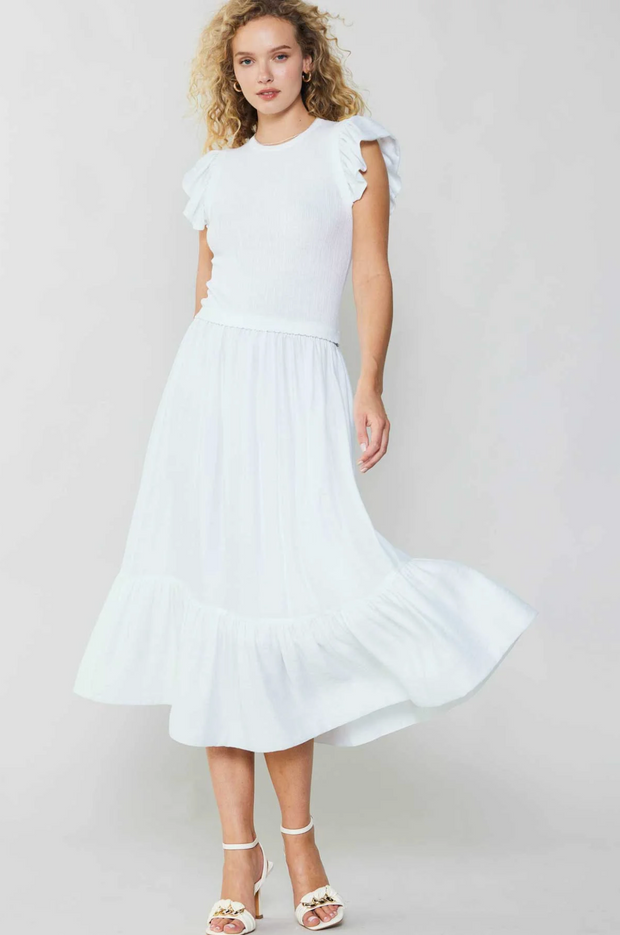 Amelia Ruffle Sleeve Midi Dress
