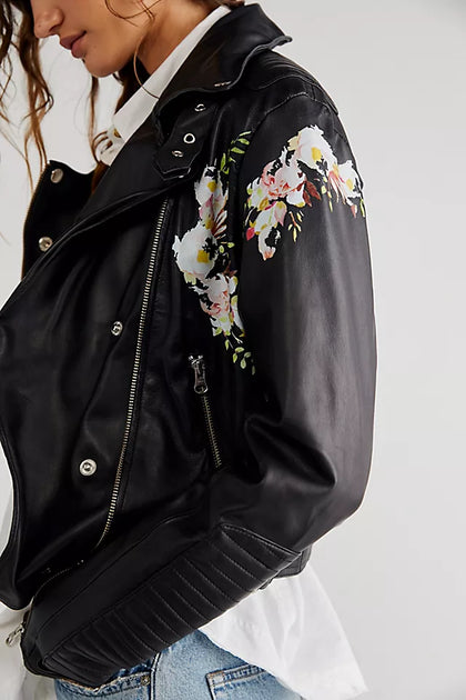Harley Floral Burnished Leather Jacket