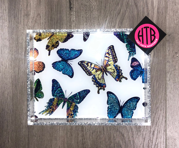 Small Multi Butterfly Tray White
