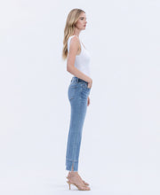 High Rise Trouser Slit Hem Cropped Kick Flare Jeans