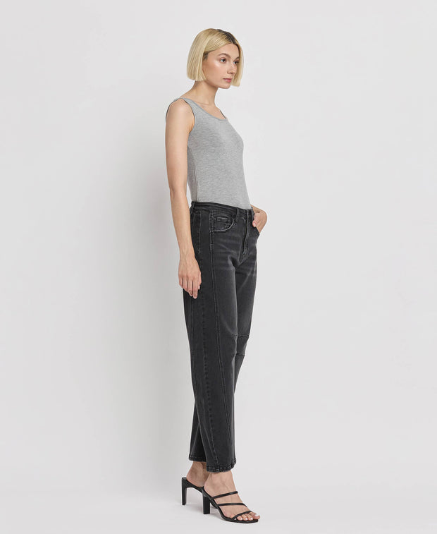 Rebel Black High Rise Barrel Jeans