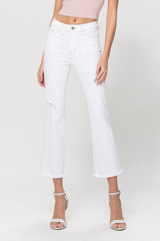 Dede Cream Colored High Rise Crop Flare