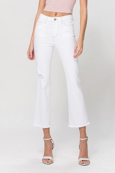 Dede Cream Colored High Rise Crop Flare