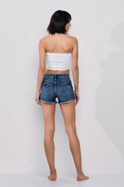 Casey Mid Rise Distress Jean Shorts