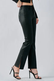 Ryan Black Coated Bootcut Jean with Slit
