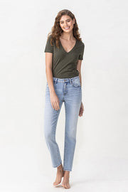 Eliana Mid Rise Crop Slim Straight Jean