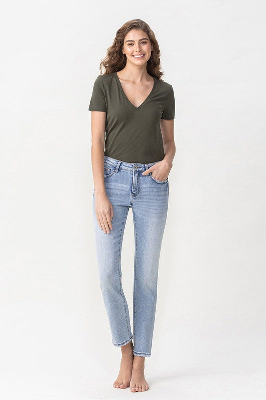 Eliana Mid Rise Crop Slim Straight Jean