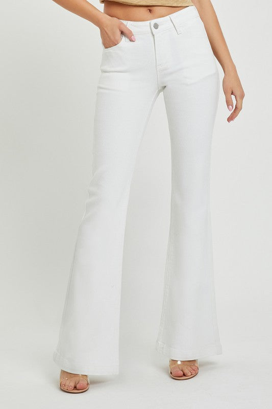 White Low Rise Flare Jean