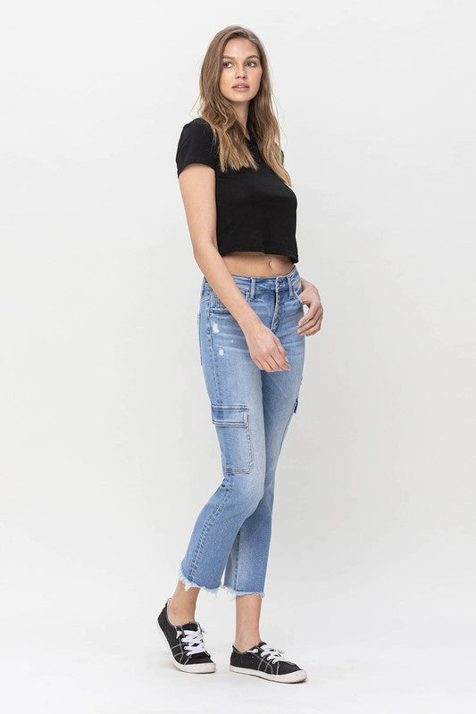 Mackenzie Mid Rise Slim Straight Cargo Jean