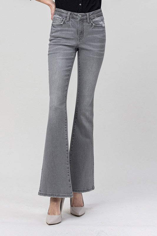 Delano Grey Mid Rise Flare Jean