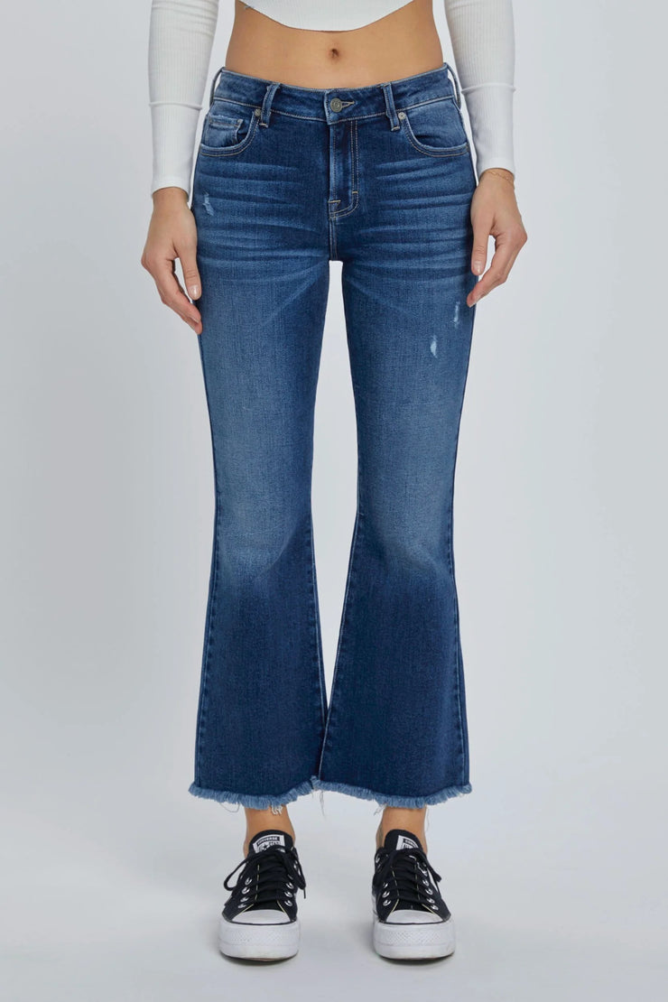 Hailey Mid Rise Cropped Flare Jean