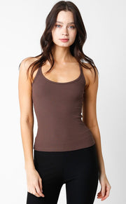 Fitted Ribbed Spaghetti Strap Tank