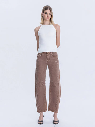 Light Cocoa High Rise Ankle Barrel Leg Jeans