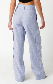 Railroad Stripe Linen Cargo Pants