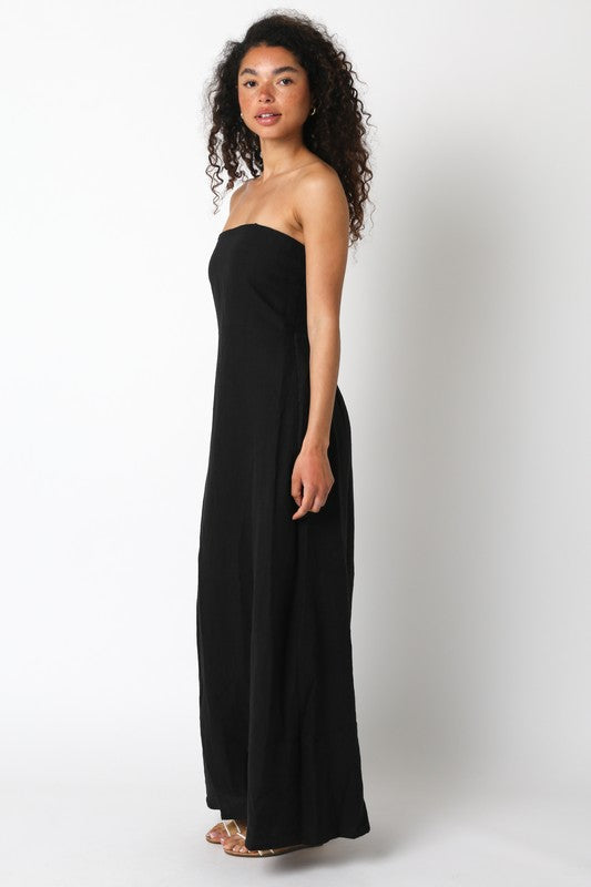 Miranda Strapless Linen Maxi Dress