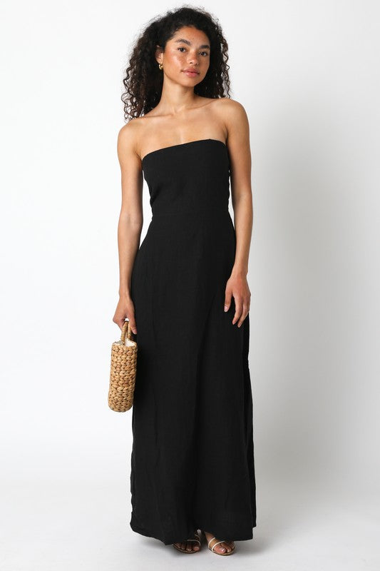 Miranda Strapless Linen Maxi Dress