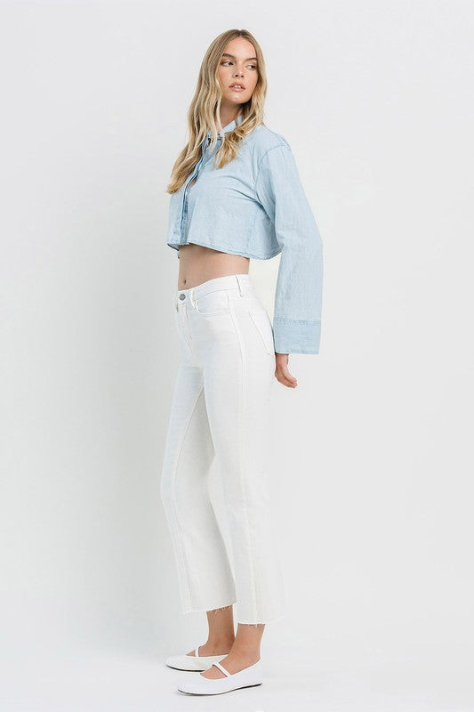 Marcella White High Rise Crop Flare