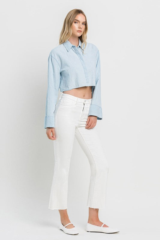 Marcella White High Rise Crop Flare