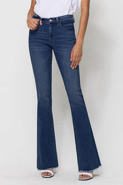 Sunny Dark Mid Rise Mini Flare Jean