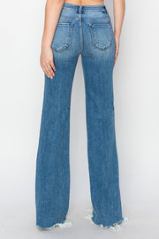 Jenni Raw Hem Mid Rise Wide Leg Jean