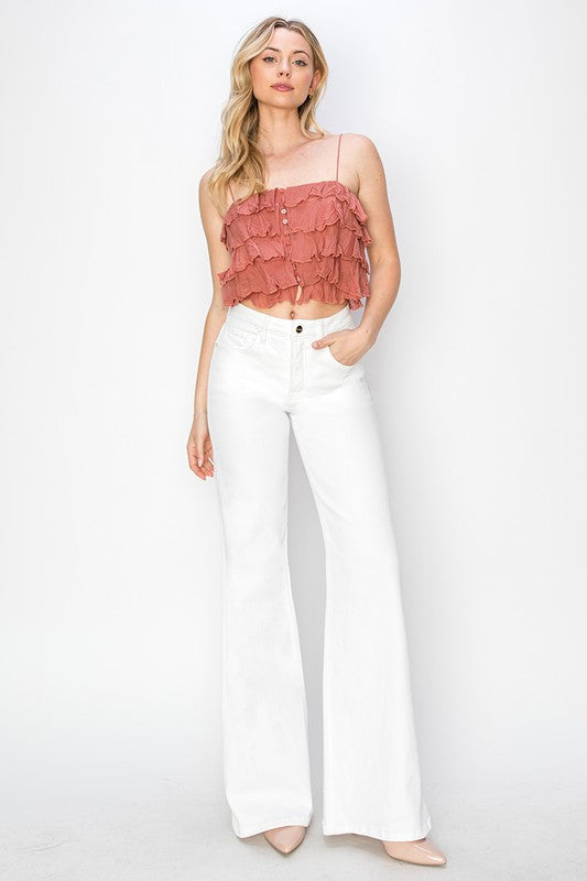 Nadine White High Rise Wide Leg Jean