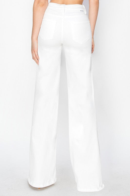 Nadine White High Rise Wide Leg Jean