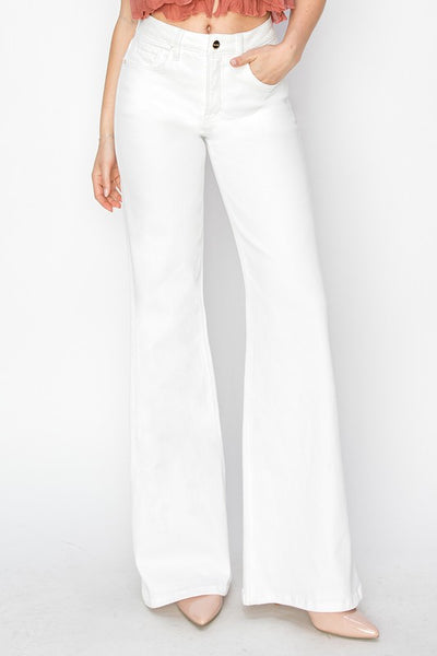 Nadine White High Rise Wide Leg Jean