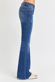 Lola's Mid Rise Dark Denim Flare Jeans - Long
