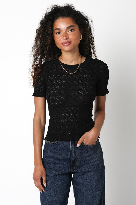 Sinclair Crochet Short Sleeve Sweater