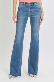 Leni Mid Rise Medium Denim Flare Jeans