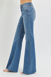Leni Mid Rise Medium Denim Flare Jeans