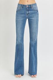 Leni Mid Rise Medium Denim Flare Jeans