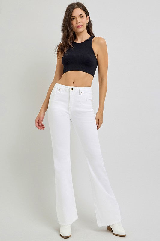 White High Rise Flare Jean