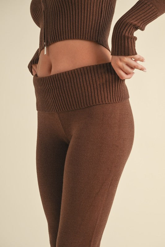 Lissy Foldover Flare Knit Sweater Pants