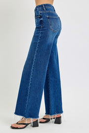 Amanda Dark Mid Rise Wide Leg Jean