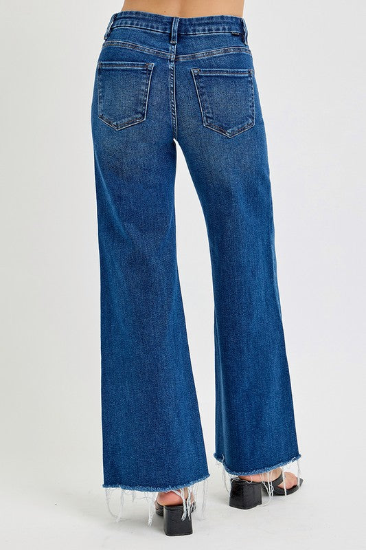 Amanda Dark Mid Rise Wide Leg Jean