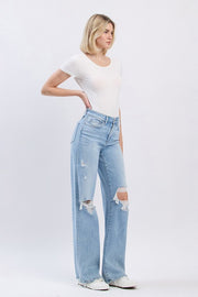 Halsey High Rise Distressed Wide Leg Jeans