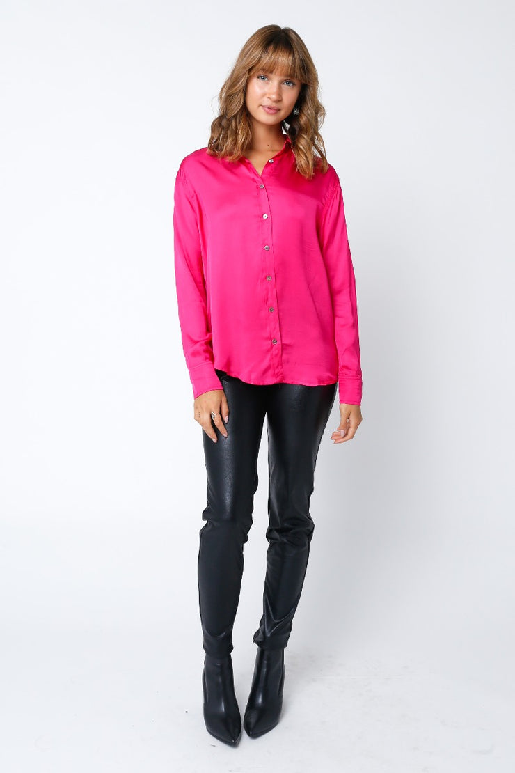 Everest Satin Button Down Blouse