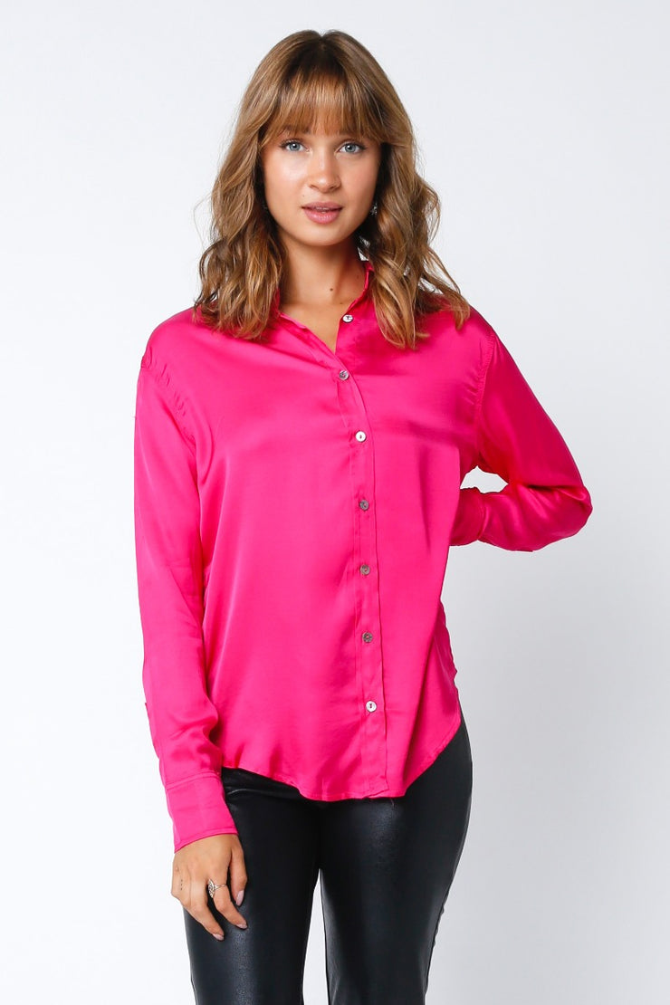 Everest Satin Button Down Blouse