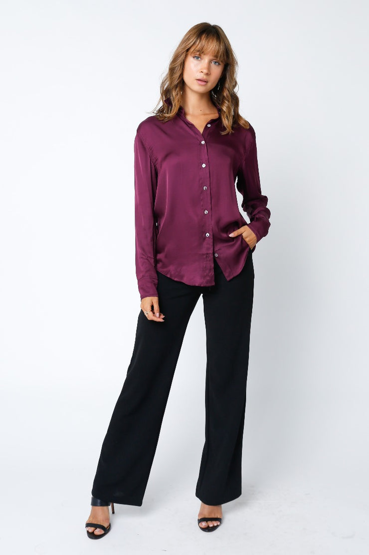 Everest Satin Button Down Blouse