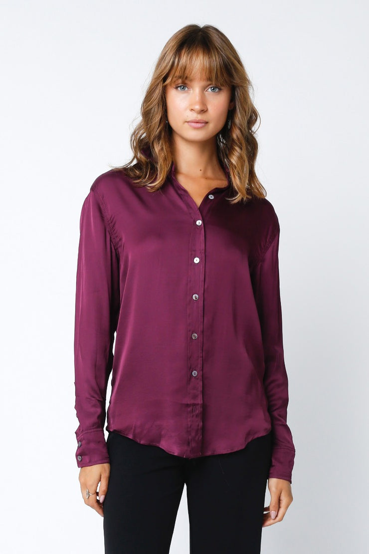 Everest Satin Button Down Blouse