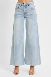 Noah High Rise Palazzo Ankle Jeans - Light Denim