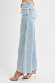 Noah High Rise Palazzo Ankle Jeans - Light Denim