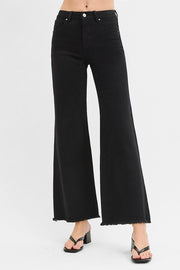 Amanda Stretch Black Mid Rise Wide Leg Jean