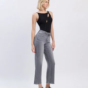 Eden Grey High Rise Ankle Slim Wide Leg Jean