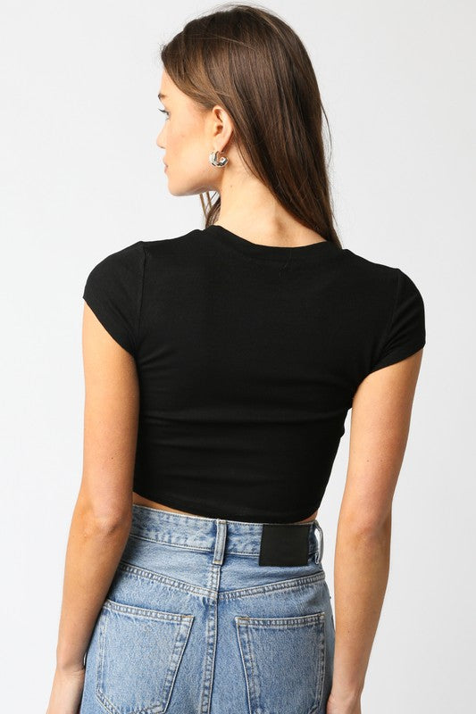 Miami Fitted Ribbed Short Sleeve Crop Top
