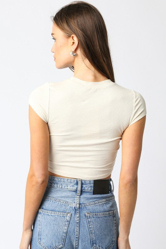 Miami Fitted Ribbed Short Sleeve Crop Top