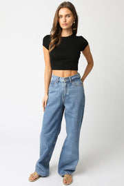 Miami Fitted Ribbed Short Sleeve Crop Top