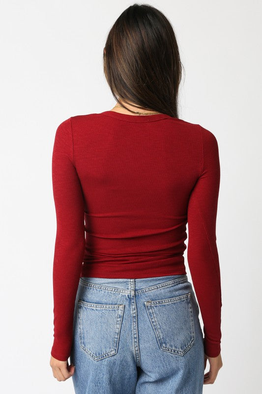 Cassie Long Sleeve Ribbed Top