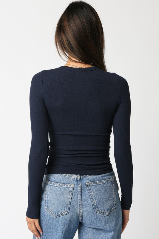 Cassie Long Sleeve Ribbed Top